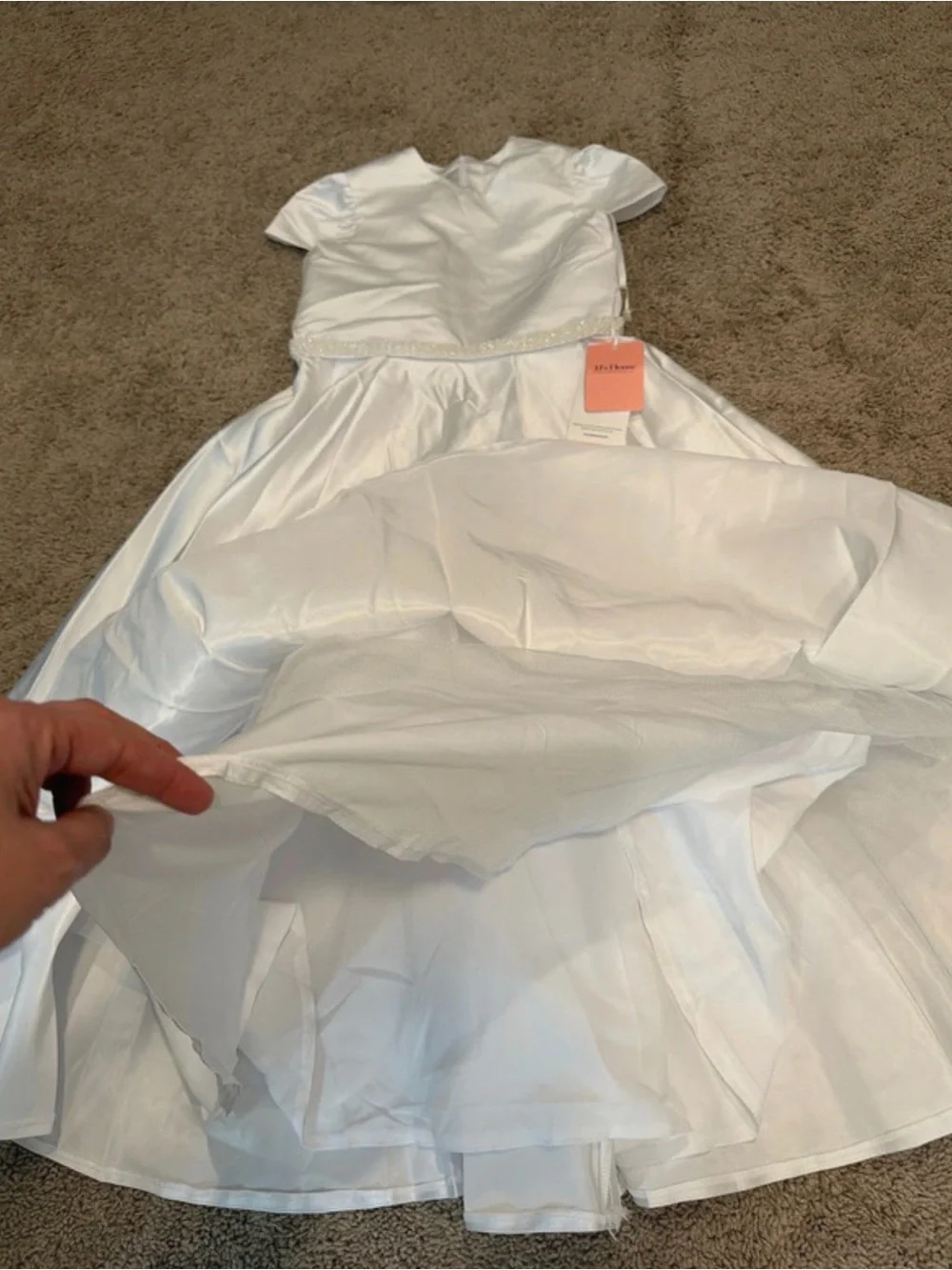 JJs House White Satin Girls' Formal Party Dress